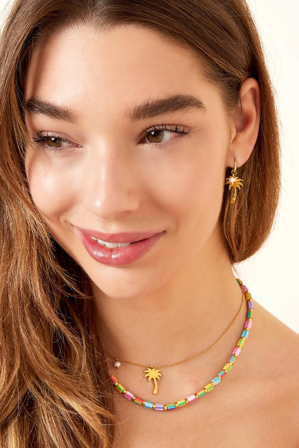 Necklace palm tree - Beach collection Gold Color Stainless Steel h5Picture2